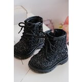 Kesi Children's glittering insulated zipper ankle boots, black Saussa | shoptok.hr