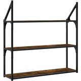  Zidna polica s 3 razine dimljenog hrasta 80x21x78,5 cm drvena | shoptok.hr