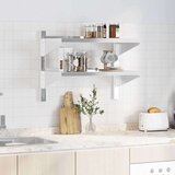 vidaXL Zidna polica s 2 razine 75x40x60 cm srebrna nehrđajući čelik | shoptok.hr