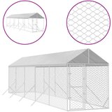 vidaXL Zunanja pasja ograda s streho srebrna 2x10x2,5m pocinkano jeklo - - Srebrna - 82.35 - 2 x 10 x 2.5 m - 2025- | Shoptok.si