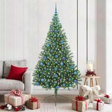 vidaXL Umjetna preddekorirana božićna jelka Zelena 210 cm PVC | Shoptok.si