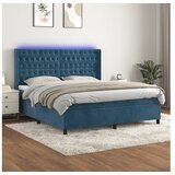 vidaXL Box spring postelja z vzmetnico LED temno modra 180x2 Cene