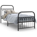 vidaXL Kovinski posteljni okvir z vzglavjem in vznožjem črn 75x190 cm | Shoptok.si