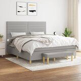 The Living Store Box spring postelja z vzmetnico svetlo siva 160x200 cm žamet - Box Spring Postelja, (21490370) Cene