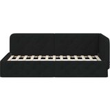  Kutni okvir kreveta s uzglavljem Crna 90 x 200 cm tkanina | shoptok.hr