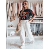 DStreet Spodnie damskie dresowe wide leg DRESMOOD PREMIUM ecru | shoptok.hr