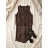 Sinsay Bluza bez rukava s gumbima od viskoze s dodatkom lana | shoptok.hr