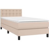  Krevet box spring i madrac LED cappuccino 80x200cm umjetna koža | shoptok.hr