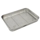 Aluminijasta posoda za žar z rešetko (Do x Š x V: 22,6 x 17,3 x 2,6 cm, Nerjavno jeklo)