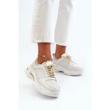 Kesi Women's leather sneakers with thick white and gold Dzumati soles Cene