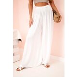 Kesi Włoski Women's wide trousers with elastic waistband white | shoptok.hr