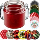KADAX 50 kosov kozarcev 200 ml stekleni kozarci za medene marmelade pokrovčki zamaški Fi 66, (5000355061) | Shoptok.si
