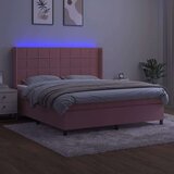  Box spring s madracem LED ružičasti 160x200cm baršunasti | shoptok.hr