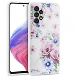 Onasi silikonski ovitek za Samsung Galaxy A53 - mat bel z vijola rožicami Cene