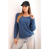 Kesi Włoski Women's viscose sweater with long sleeves and a round neckline denim Cijene