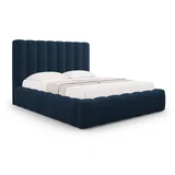 Micadoni Home Tamno plavi tapecirani bračni krevet s prostorom za odlaganje s podnicom 180x200 cm Kelp –