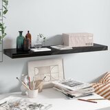 vidaXL Stenska polica visok sijaj črna 90x23,5x3,8 cm MDF | Shoptok.si