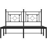 vidaXL Kovinski posteljni okvir z vzglavjem črn 140x200 cm | Shoptok.si