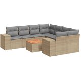  9-dijelni set vrtnih sofa s jastucima bež od poliratana Slike