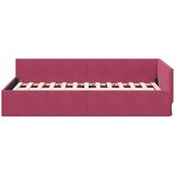 vidaXL Kotna postelja vinsko rdeča 90 x 190 cm Samet in sodobno leseno | Shoptok.si