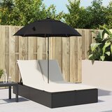 Maison Chic Dvojni Ležalnik - Sončna ležalnik z blazinami in senčnikom črn poli ratan, (22042950) | Shoptok.si