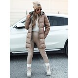 DStreet Women's winter jacket PURRBREEZ long quilted reversible with a hood in camel color | Shoptok.si