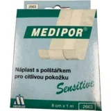 MEDIPOR obliž z blazinico za občutljivo kožo 8 cm x 1 m