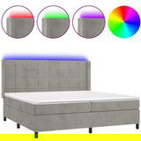 Maison Chic Box spring postelja - Vzmetna postelja z vzmetnico LED svetlo siva 200x200cm žamet SL21966, (21892294) | Shoptok.si