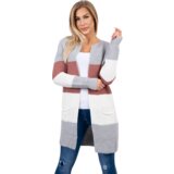Kesi Cardigan sweater with straps gray + dark pink Cene