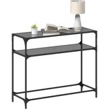  Konzolni stol s crnom staklenom površinom 98x35x81 cm čelični | shoptok.hr