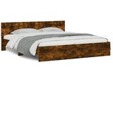  The Living Store Posteljni okvir z vzglavjem dimljen hrast 200x200 cm - Posteljni Okvir, (21497661) | Shoptok.si