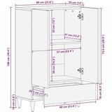 vidaXL Highboard s ladicama Bijelo 60 x 33 x 100 cm masivno drvo manga | shoptok.hr