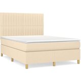 vidaXL Box spring postelja z vzmetnico krem 140x190 cm blago | Shoptok.si