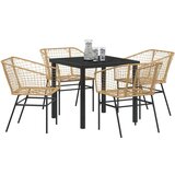  5-dijelni set vrtnih stolica Smeđi poli-ratan | shoptok.hr