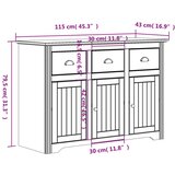 vidaXL Komoda BODO bela 115x43x79,5 cm trdna borovina | Shoptok.si