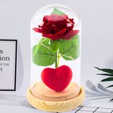  Vječna ruža u kupoli sa led rasvjetom crvena sa srcem 14x8cm | shoptok.hr
