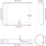  Noge kavne mizice v obliki črke U 2 kosa Antracit 30x(30-31) cm, (21828630) Slike