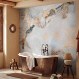  Foto tapeta - White Stone - Elegant Marble With Golden Highlights 200x140 Vodootporna | shoptok.hr