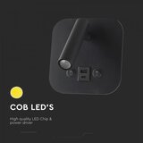  Zidna LED spot svetiljka sa USB portom LED/8W/230V 3000K crna | Eponuda.com