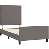  Posteljni okvir z vzglavjem siv 90x190 cm umetno usnje | Shoptok.si