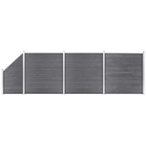  Set ograda pd WPC-a 3 kvadratne + 1 kosa 619 x 186 cm sivi | shoptok.hr
