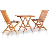 vidaXL 3-dijelni bistro set od tikovine s crvenim kariranim jastucima Cijene