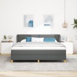vidaXL Box Spring postelja z blazino temno siva 180x200 cm tkanina | Shoptok.si