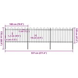  Vrtna ograda s obručem na vrhu Čelik 537 x 120 cm Crna | shoptok.hr