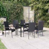  7-dijelni vrtni blagovaonski set crni Crna Dužina stola 140 cm | shoptok.hr