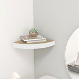 vidaXL Kotna stenska polica barva hrasta in bela 35x35x3,8 cm MDF Cene