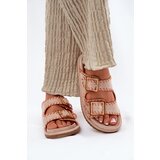 Boto Women's Sandals With Buckles And Decorative Stitching Beige Visley | Shoptok.si