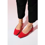 LuviShoes POHAN Red Patent Leather Women's Flat Shoes