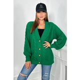 Kesi Buttoned sweater with puff sleeves green Cijene