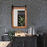 Izdelki za telo Ogledalo z lesenim okvirjem in kovinskim nosilcem, rustikalno ogledalo, dim. 76,5 x 56 cm | Shoptok.si